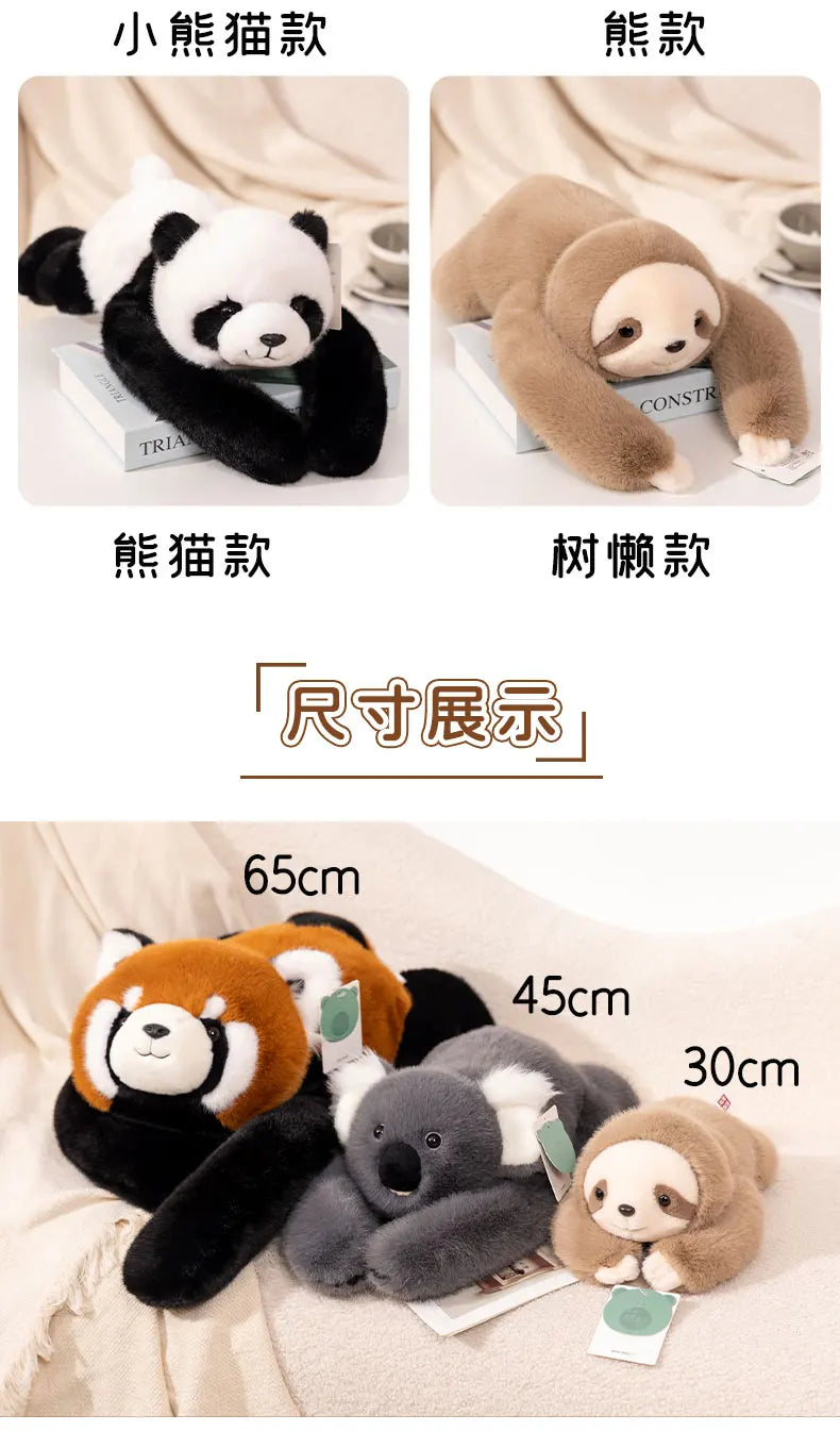 30-65cm Kawaii High Quality Forest Animal Plush Pillow Soft Long Arms Red Raccoon Dinosaur Bear Sloth Koala Plush Toy Home Decor